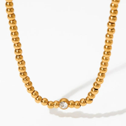 Luxury 18k Diamond Bead Necklace and Bracelet Set - Fesara