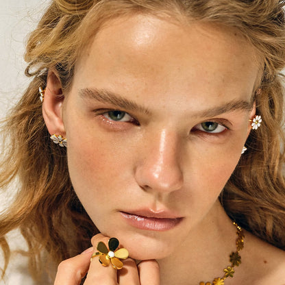 Delicate Gold Flower Stud Earrings