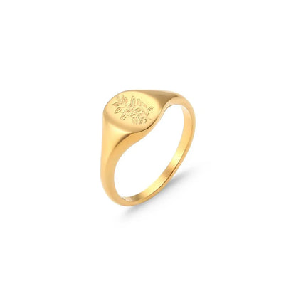 Delicate Gold Flower Signet Ring