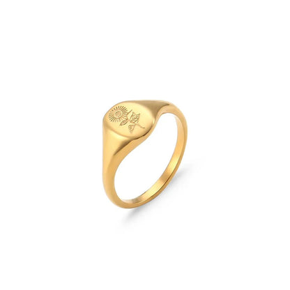 Delicate Gold Flower Signet Ring