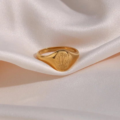 Delicate Gold Flower Signet Ring