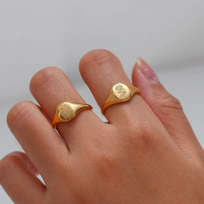 Delicate Gold Flower Signet Ring