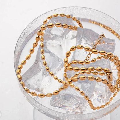 Luxurious 18k Gold Layered Bead Chain Necklace