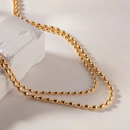 Luxurious 18k Gold Layered Bead Chain Necklace