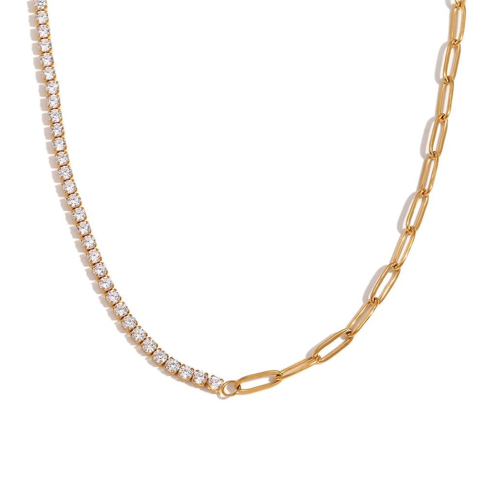 Gold Paperclip Link Necklace, Bracelet, and Earrings Set - Fesara