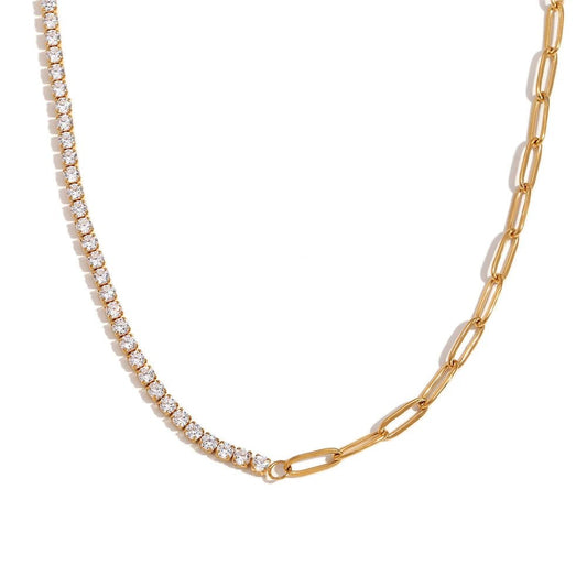 Gold Paperclip Link Necklace, Bracelet, and Earrings Set - Fesara