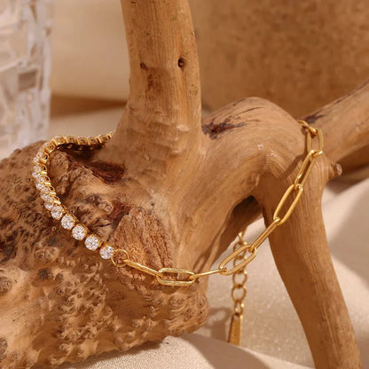 Gold Paperclip Link Necklace, Bracelet, and Earrings Set