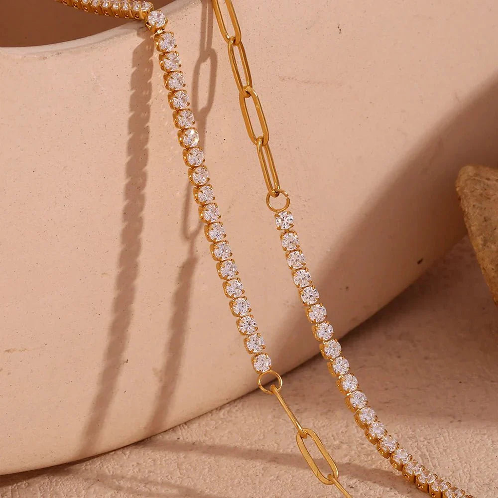 Gold Paperclip Link Necklace, Bracelet, and Earrings Set