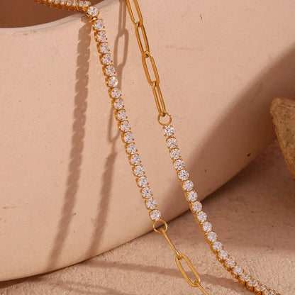 Gold Paperclip Link Necklace, Bracelet, and Earrings Set
