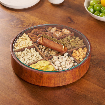 Natural Bamboo Snack Tray with 9 Compartments - Fesara