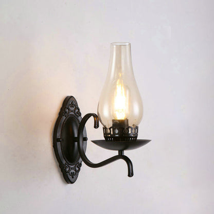 Rustic Metal Wall Lamp with Clear Glass Shade