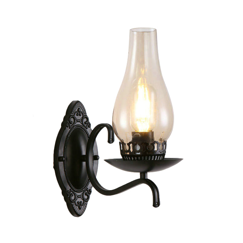 Rustic Metal Wall Lamp with Clear Glass Shade