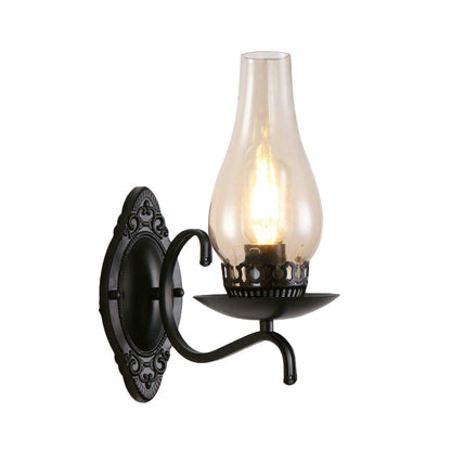 Rustic Metal Wall Lamp with Clear Glass Shade