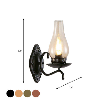 Rustic Metal Wall Lamp with Clear Glass Shade