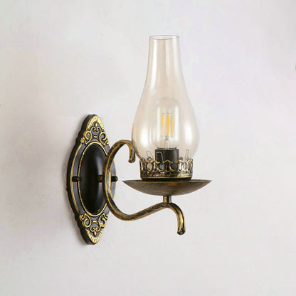 Rustic Metal Wall Lamp with Clear Glass Shade