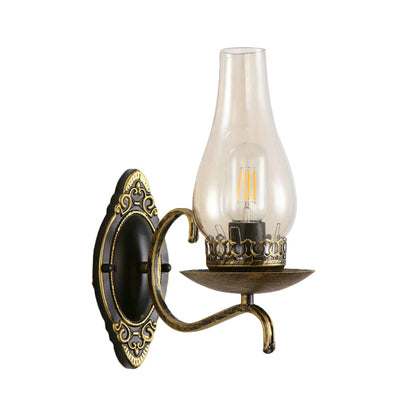 Rustic Metal Wall Lamp with Clear Glass Shade