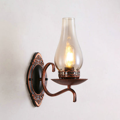 Rustic Metal Wall Lamp with Clear Glass Shade