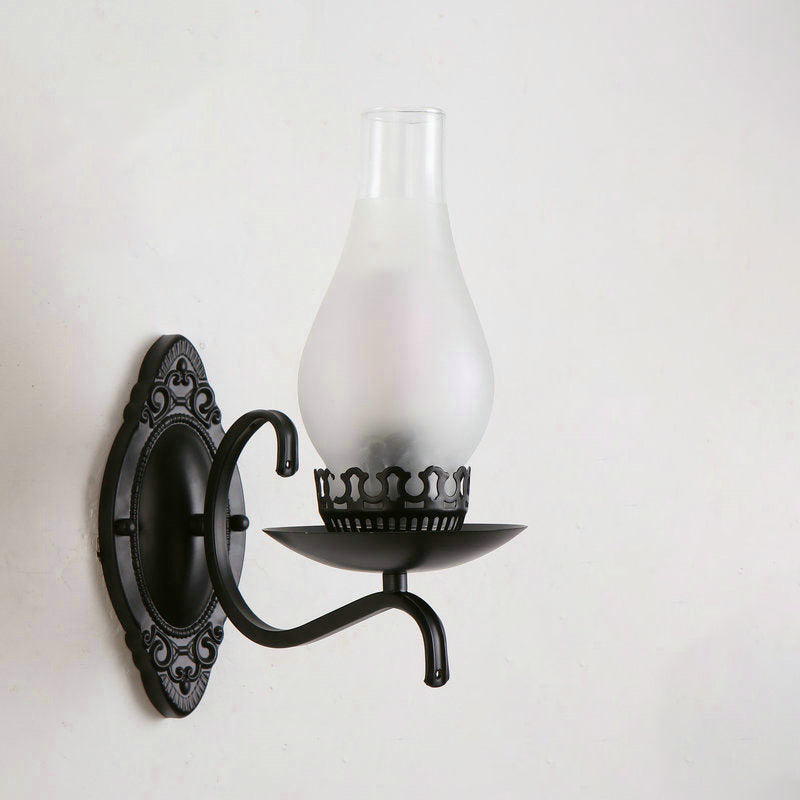 Rustic Metal Wall Lamp with Clear Glass Shade - Fesara