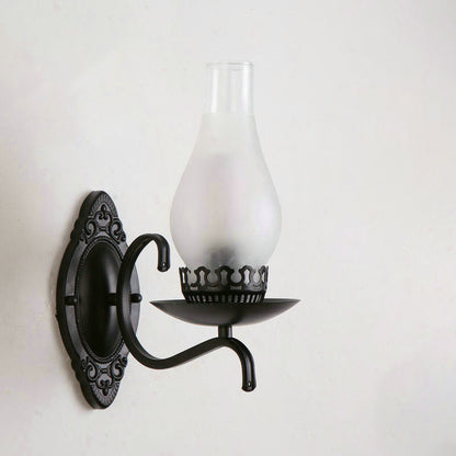 Rustic Metal Wall Lamp with Clear Glass Shade - Fesara