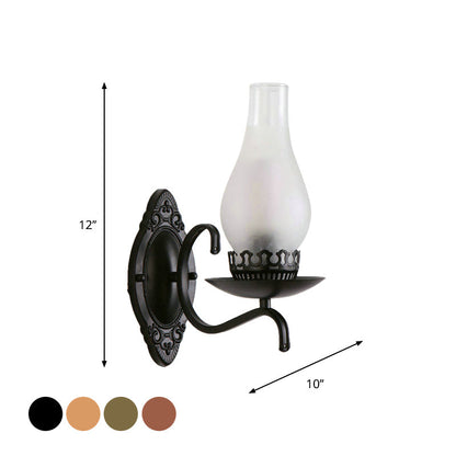 Rustic Metal Wall Lamp with Clear Glass Shade