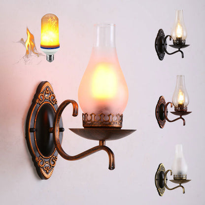 Rustic Metal Wall Lamp with Clear Glass Shade