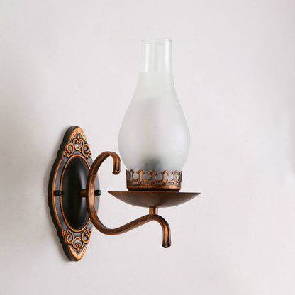 Rustic Metal Wall Lamp with Clear Glass Shade