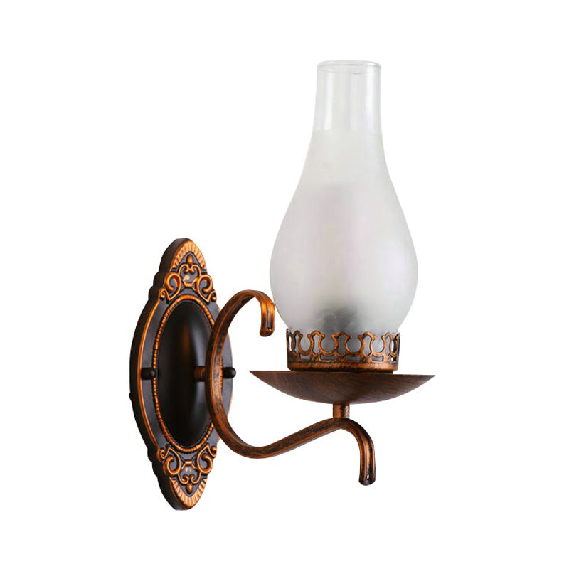 Rustic Metal Wall Lamp with Clear Glass Shade