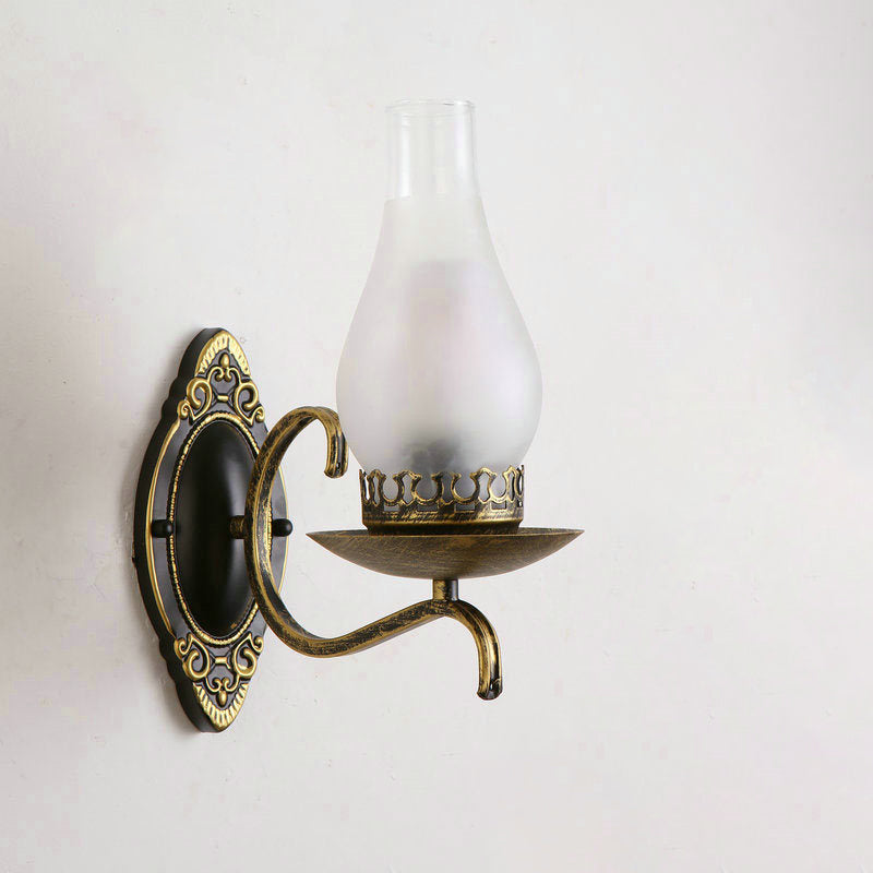 Rustic Metal Wall Lamp with Clear Glass Shade