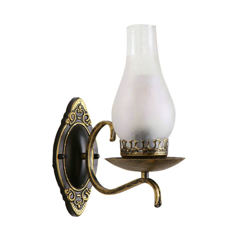 Rustic Metal Wall Lamp with Clear Glass Shade