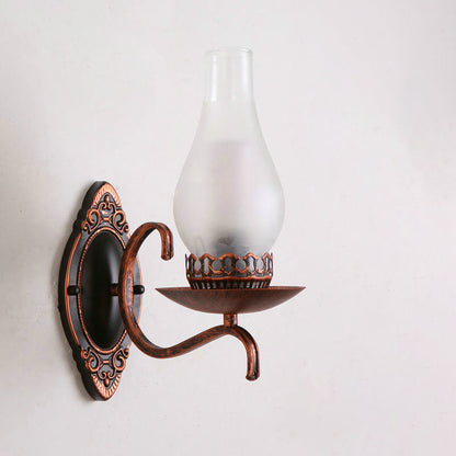 Rustic Metal Wall Lamp with Clear Glass Shade