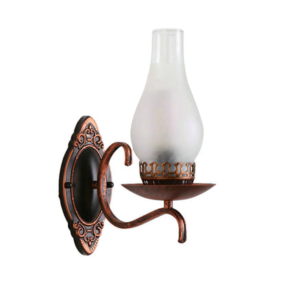 Rustic Metal Wall Lamp with Clear Glass Shade