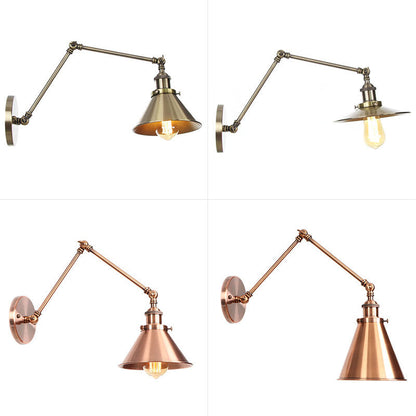 Industrial Metal Swing Arm Wall Lamp with Copper Shade