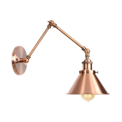 Industrial Metal Swing Arm Wall Lamp with Copper Shade