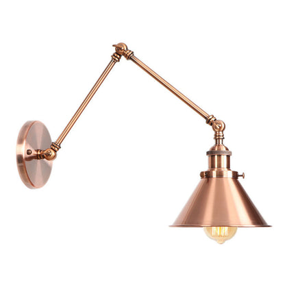 Industrial Metal Swing Arm Wall Lamp with Copper Shade