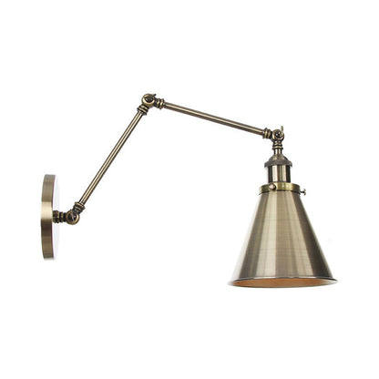 Industrial Metal Swing Arm Wall Lamp with Copper Shade