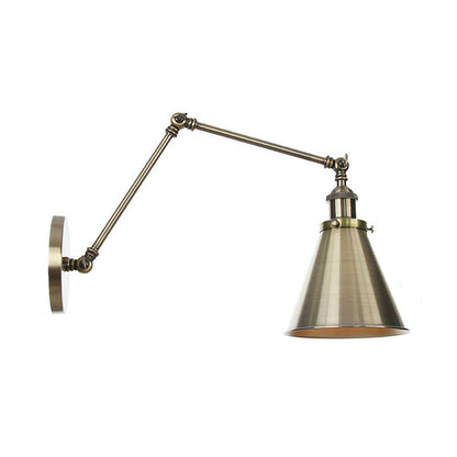 Industrial Metal Swing Arm Wall Lamp with Copper Shade