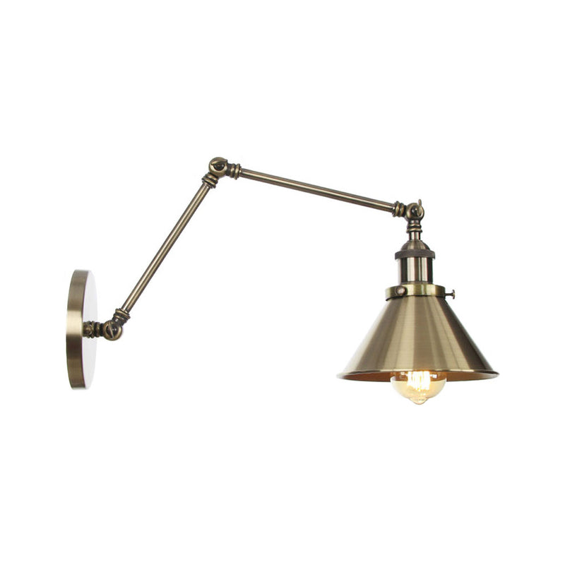 Industrial Metal Swing Arm Wall Lamp with Copper Shade