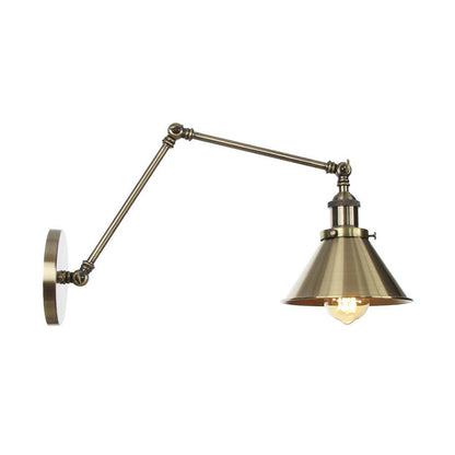 Industrial Metal Swing Arm Wall Lamp with Copper Shade