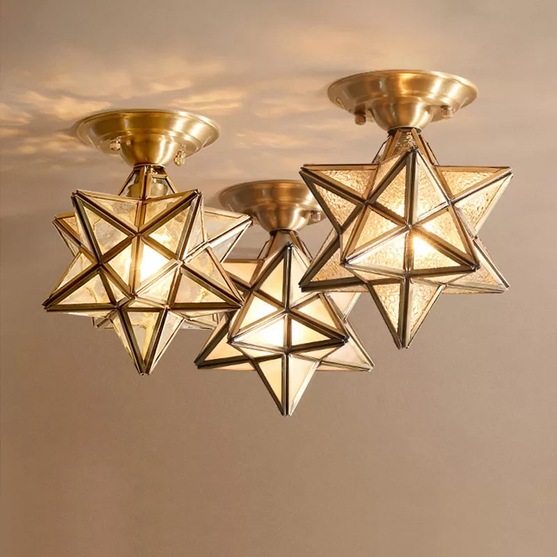 Elegant Brass Glass Ceiling Light - Fesara