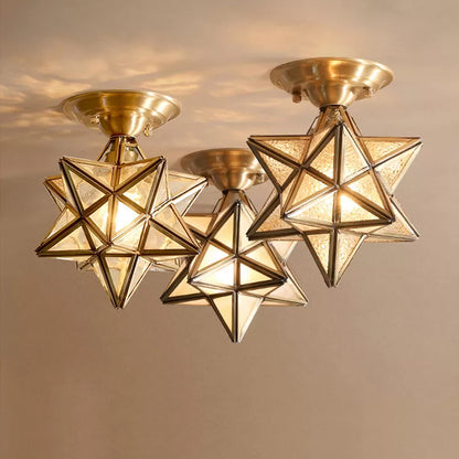Elegant Brass Glass Ceiling Light - Fesara