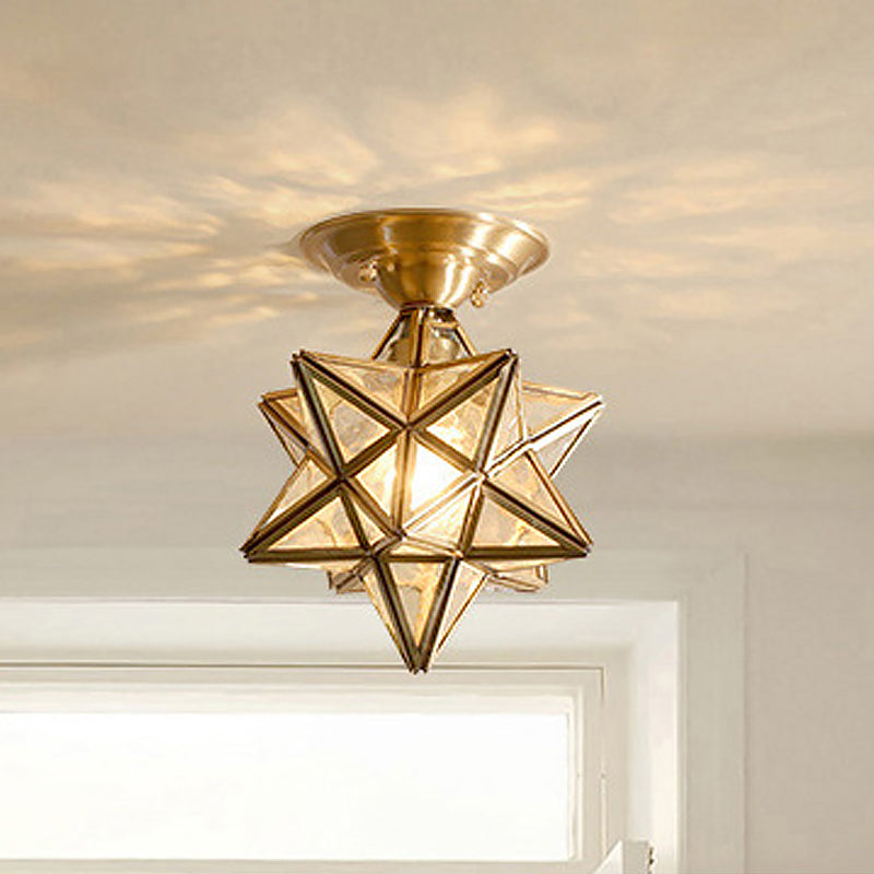 Elegant Brass Glass Ceiling Light