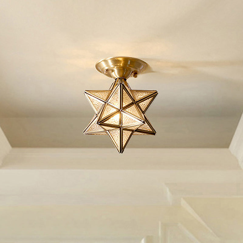 Elegant Brass Glass Ceiling Light