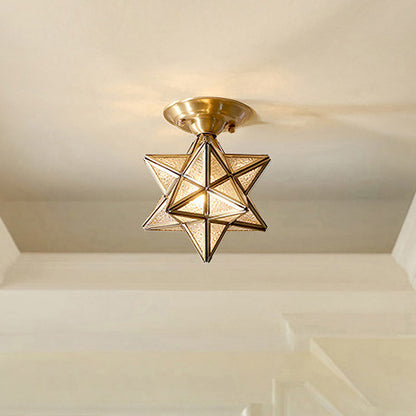 Elegant Brass Glass Ceiling Light