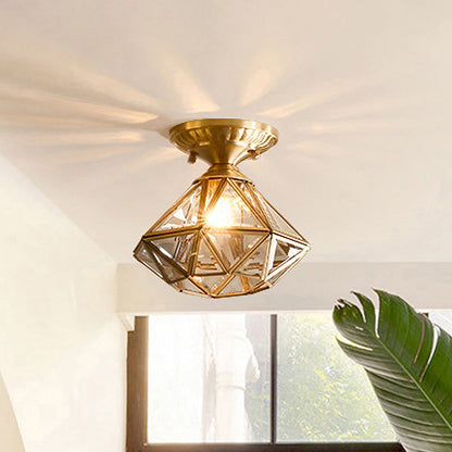 Elegant Brass Glass Ceiling Light