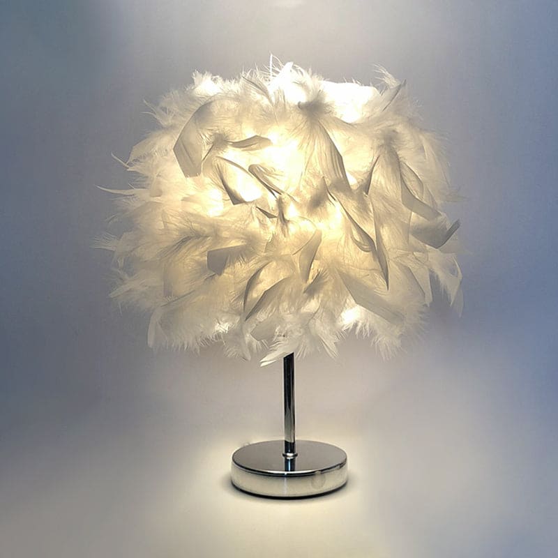 Beautiful Feather Globe Table Lamp - Fesara