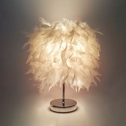 Beautiful Feather Globe Table Lamp