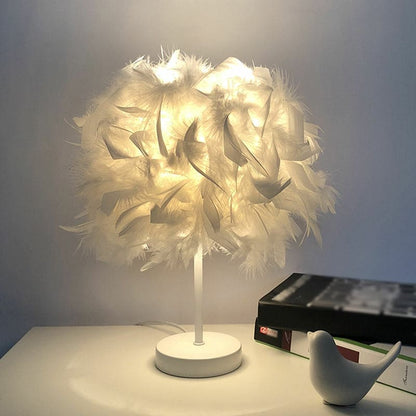 Beautiful Feather Globe Table Lamp