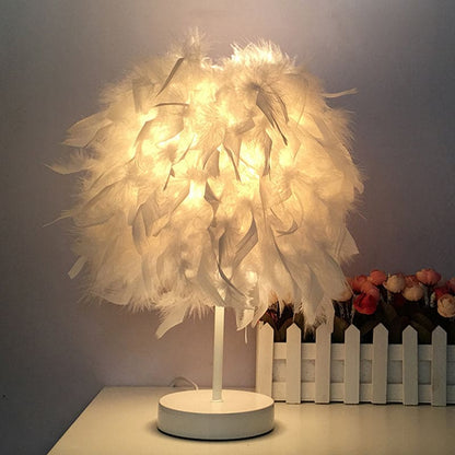 Beautiful Feather Globe Table Lamp