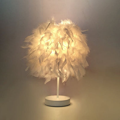 Beautiful Feather Globe Table Lamp