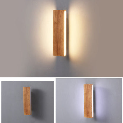 Rustic Wooden Slim LED Wall Lamp